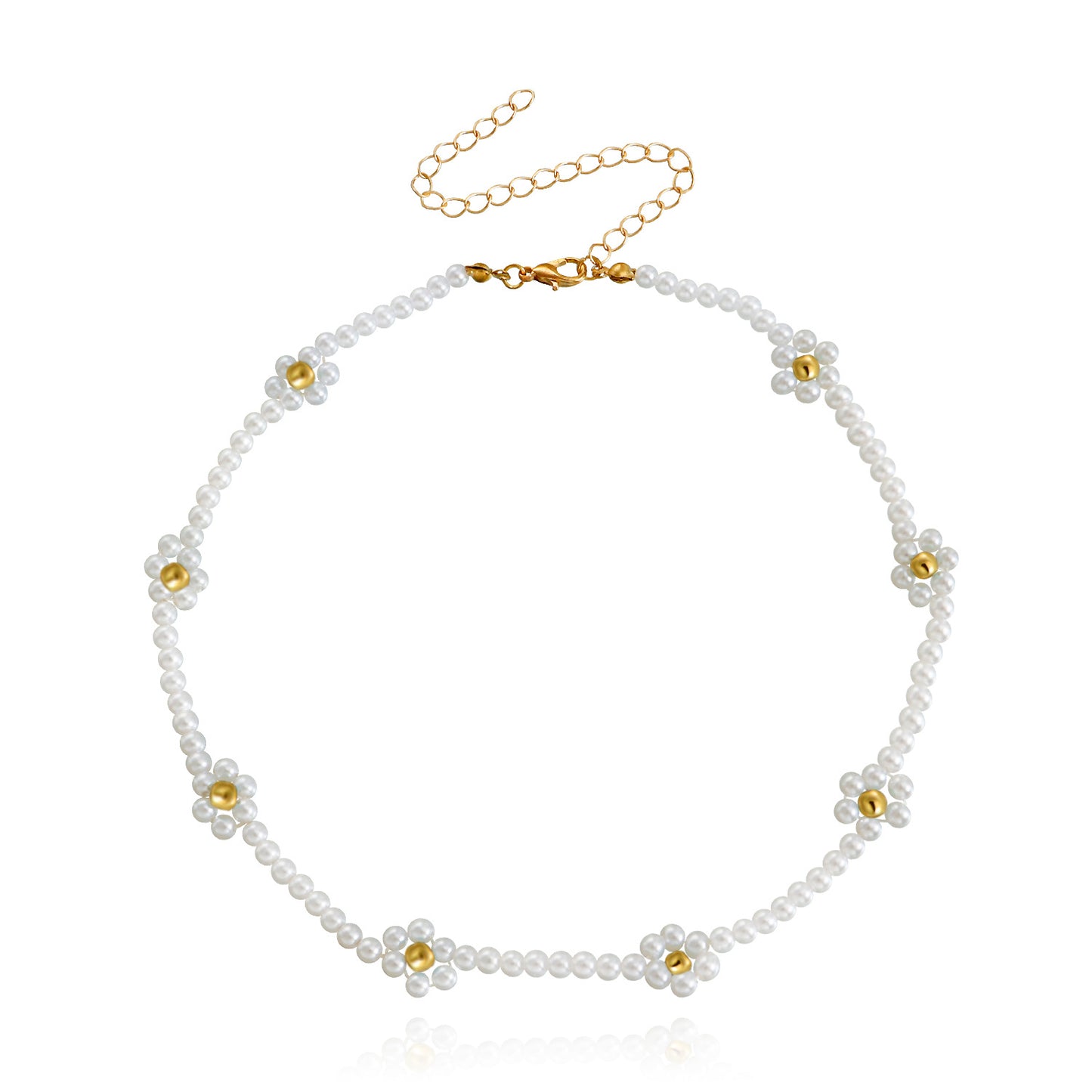Jewelry Bohemian Imitation Pearl Handwoven Beaded Flower Necklace Female Baby Bead Necklace