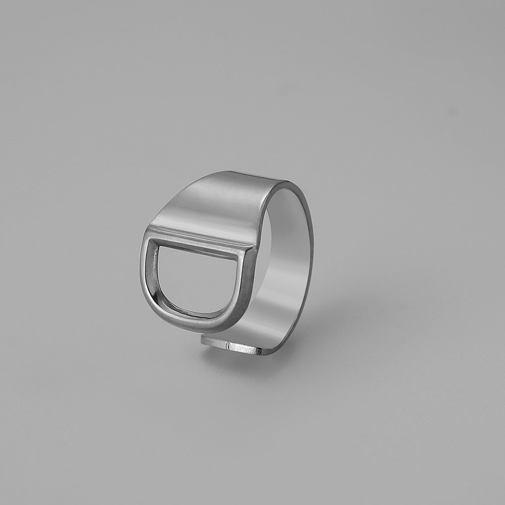 English 26-letter steel peptide ring niche design stainless steel gold-plated cold opening finger jewelry