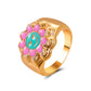 Ins fashion simple love flower ring personality cute metal geometric fun index finger ring
