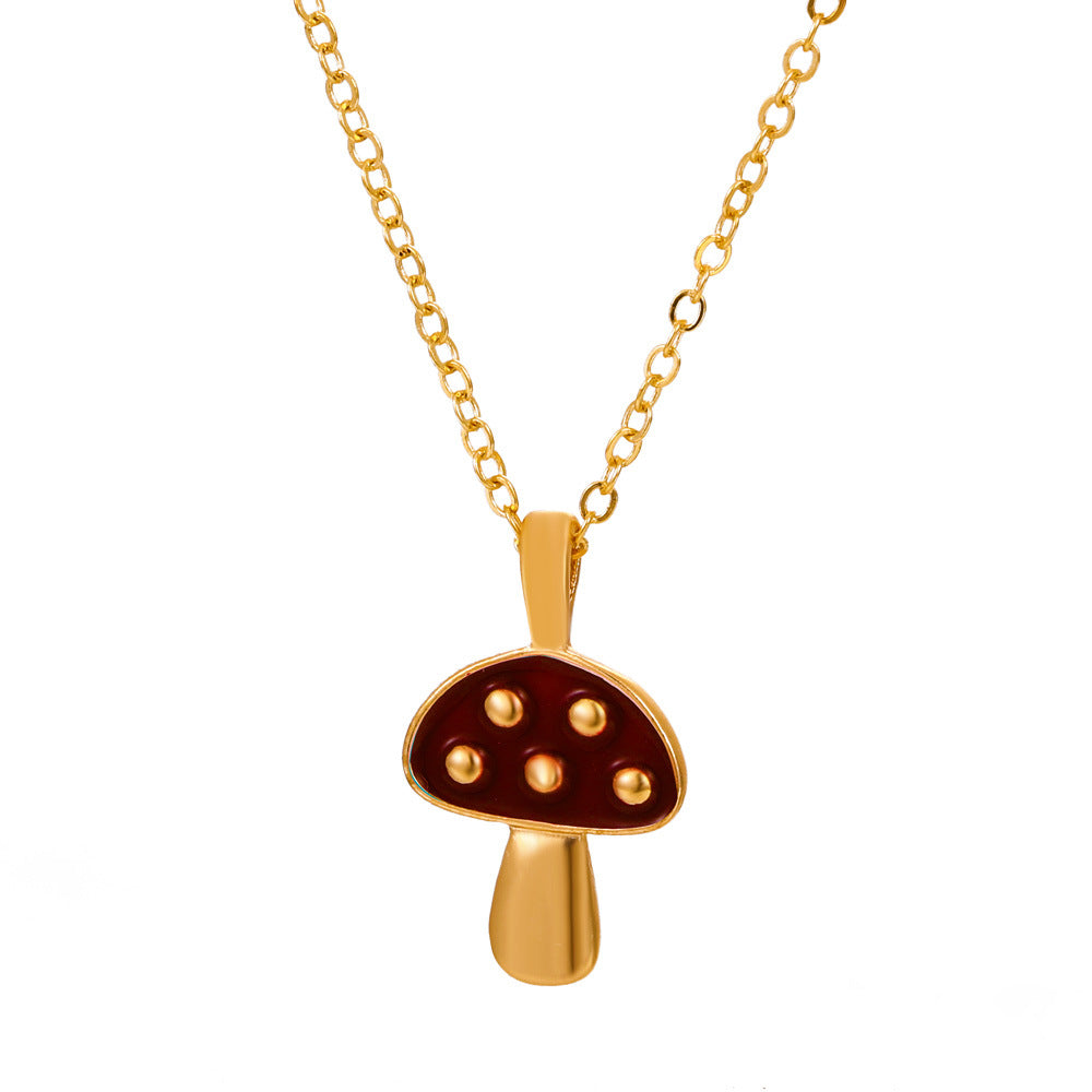 Internet celebrity ins alloy color drop oil mushroom necklace fashion temperament simple necklace female