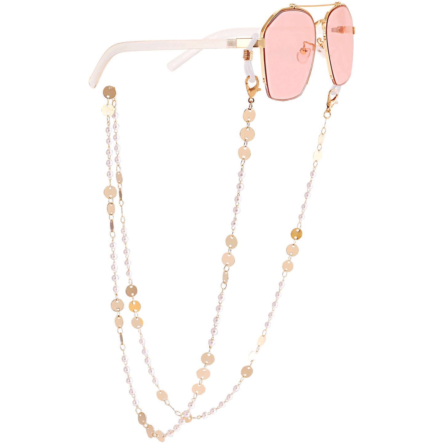 Mask hanging chain glasses chain pearl five-pointed star disc mask chain peach heart metal glasses chain