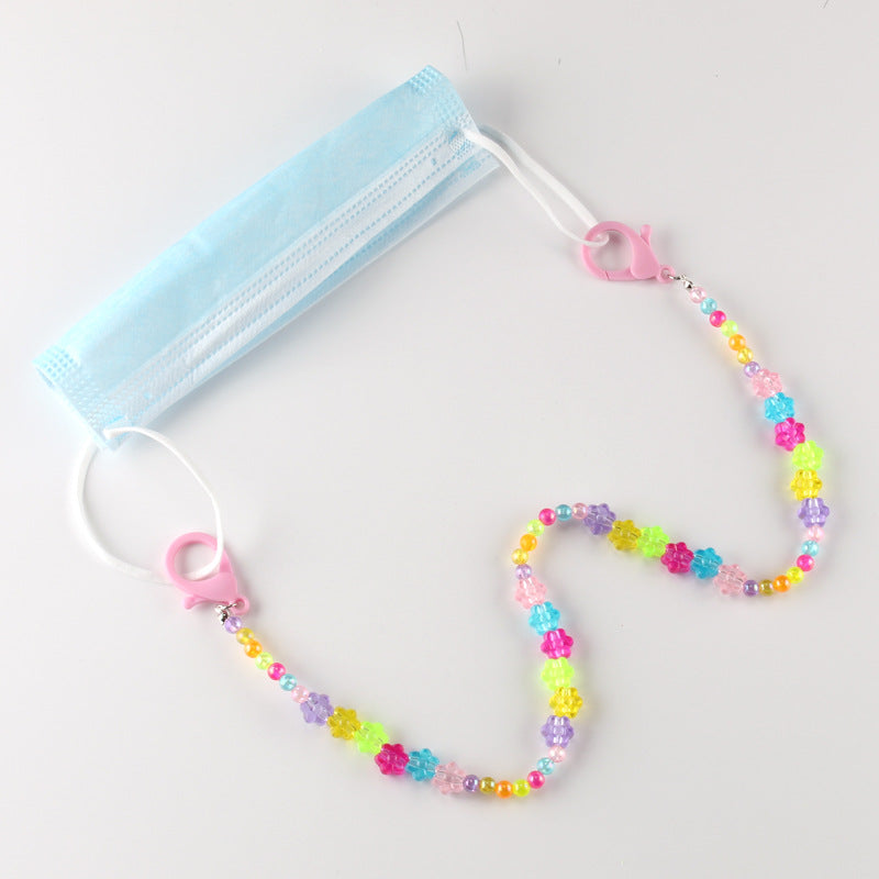 Ins jewelry explosive flower acrylic smiling face children anti-lost multi-purpose mask chain glasses chain