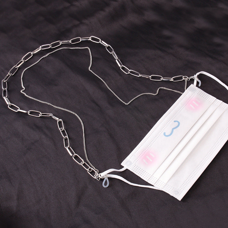 Hip-hop trend long hanging neck double-layer chain temperament street shooting glasses chain simple metal accessories