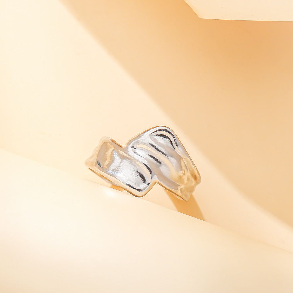 Fashion personality creative stainless steel open ring feather men and women titanium steel simple ins ring