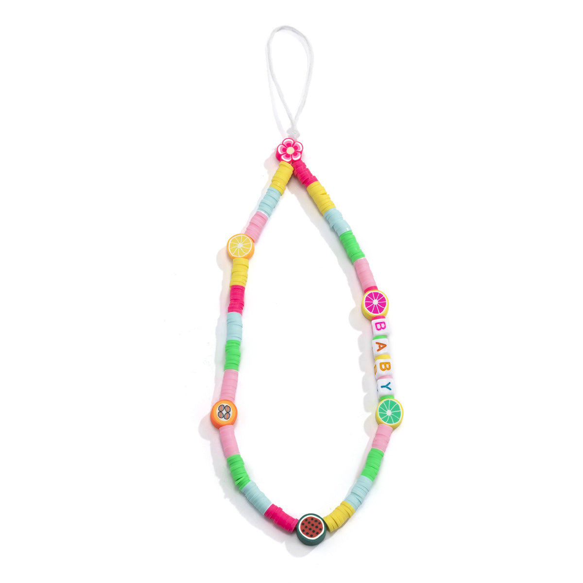 Creative summer multi-letter macaron color mobile phone chain holiday smiling face butterfly flower accessories female