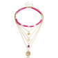 Jewelry Bohemian retro multi-layer color soft pottery geometric round pendant necklace female personality