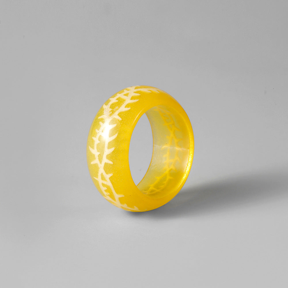 Simple fashion trend thorn pattern Mori resin luminous ring