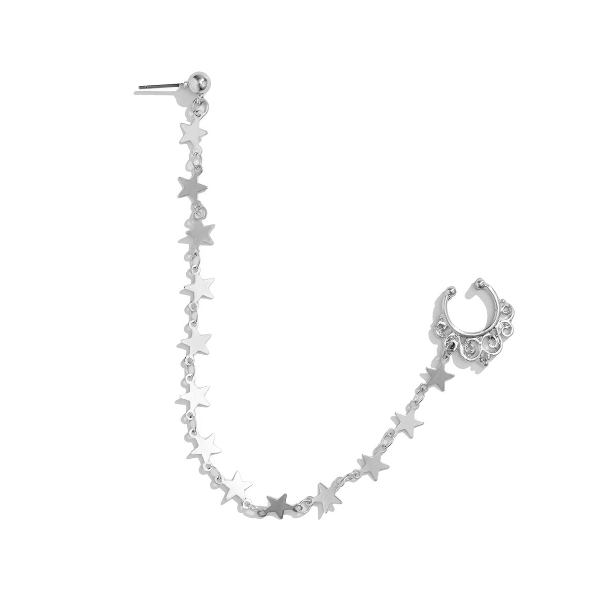 Jewelry Sweet Cool Punk Piercing Jewelry Imitation Pearl Butterfly Tassel Chain Ear Stud Nose Clip Female