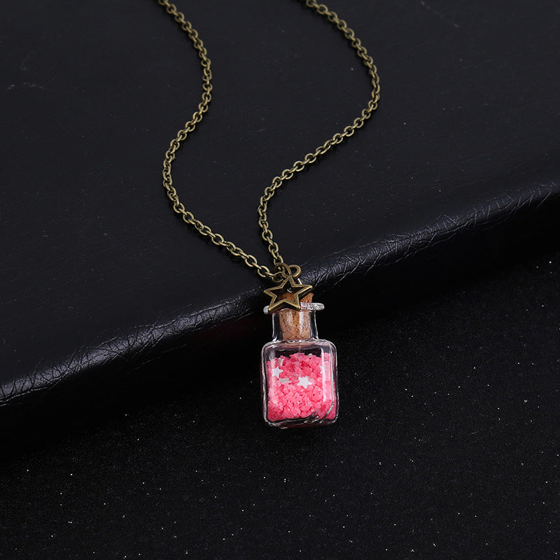 Fashion Beach Fresh Luminous Necklace Drifting Bottle Flower Luminous Jewelry Clavicle Chain