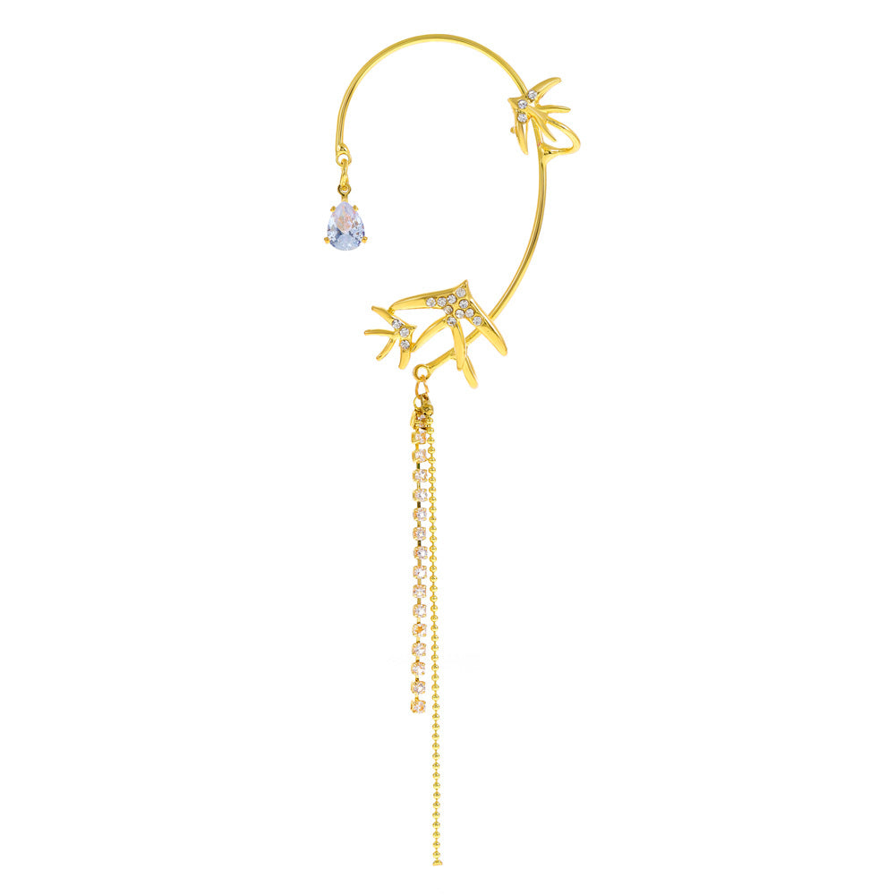 Ins diamond-studded butterfly ear hanger women without ear piercing butterfly ear bone clip fashion niche exaggerated wing ear clip