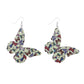 Jewelry double-sided printing butterfly leather earrings women's fashion ear hook combination earrings