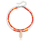 Jewelry Bohemian double-layer color rice beads shell beach anklet female summer
