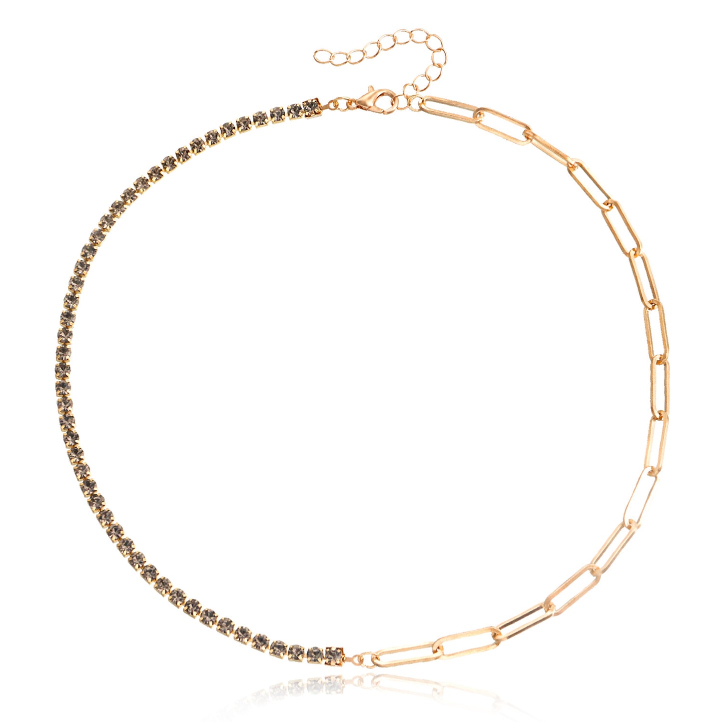 Jewelry claw chain micro-inlaid colored diamond necklace necklace female wild ins niche design hot girl necklace