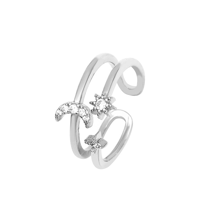 Ins super fairy zircon butterfly open ring female fashion light luxury wheat ear index finger ring simple star ring