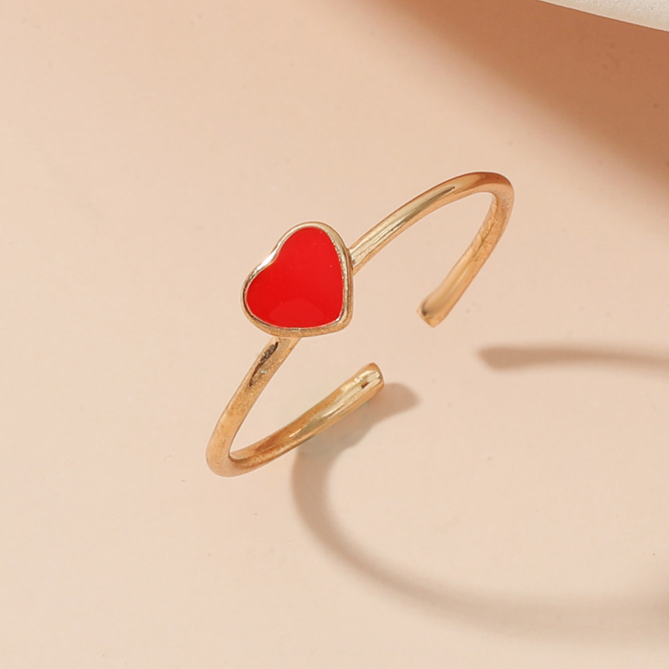 Fashion silver ring women's opening adjustable ring heart-shaped love red peach heart jewelry