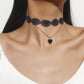 Sexy Black Lace Necklace Gothic Temperament Double Love Pendant Necklace Net Red Soft Girl Clavicle Chain