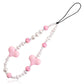 Ornament Cartoon Warm Color Exaggerated Geometric Heart Pearl Phone Chain Acrylic Accessories Ornament
