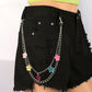 Jewelry acrylic pendant double chain hip hop jeans chain trend men and women body chain