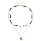 Jewelry bohemian mix and match color rice bead crescent moon devil's eye pendant necklace female
