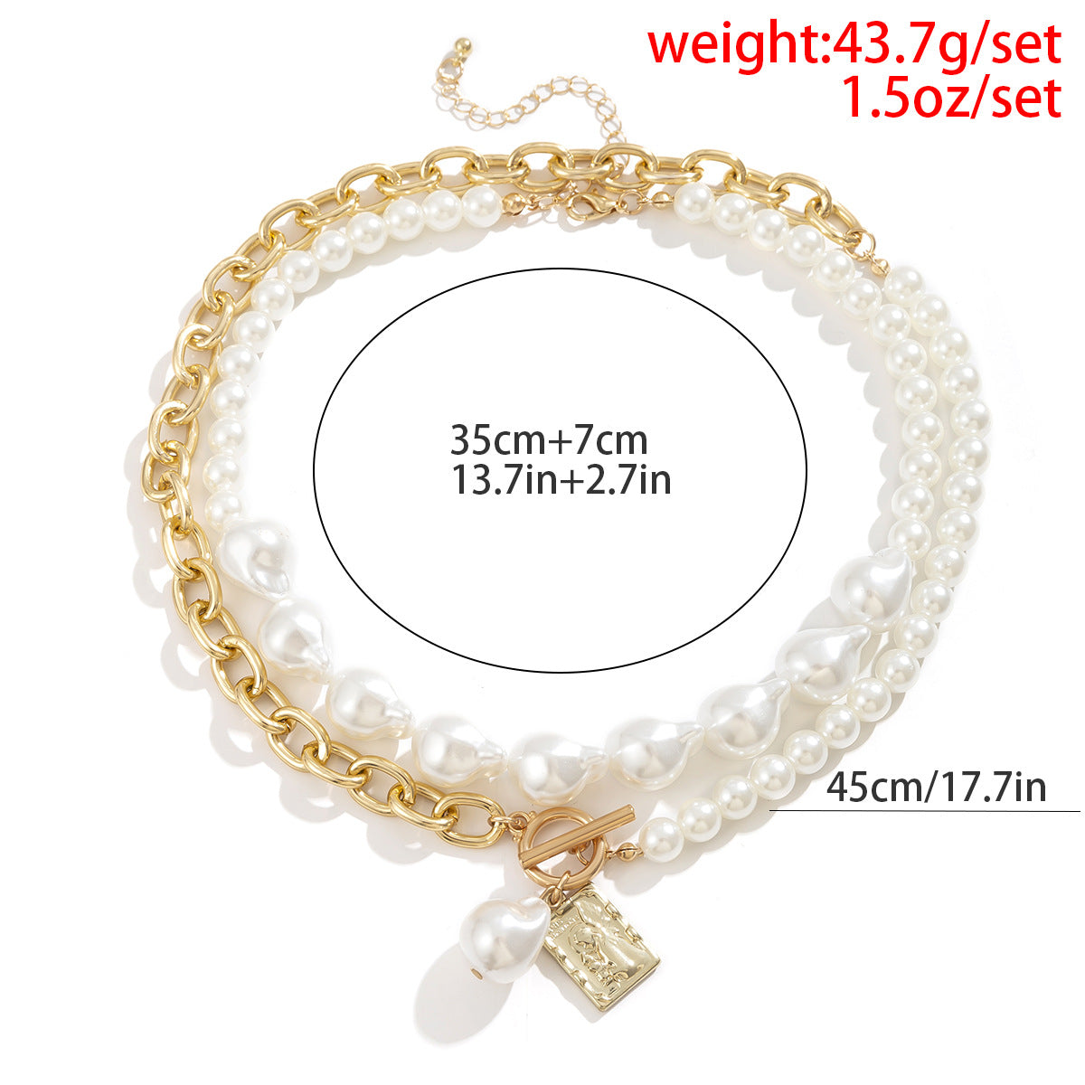 Jewelry niche heart-shaped portrait multi-variety necklace creative water drop imitation pearl weaving temperament necklace
