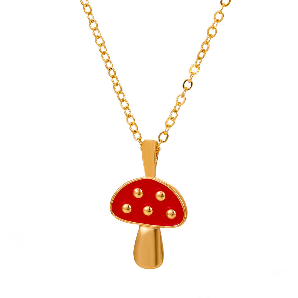 Internet celebrity ins alloy color drop oil mushroom necklace fashion temperament simple necklace female