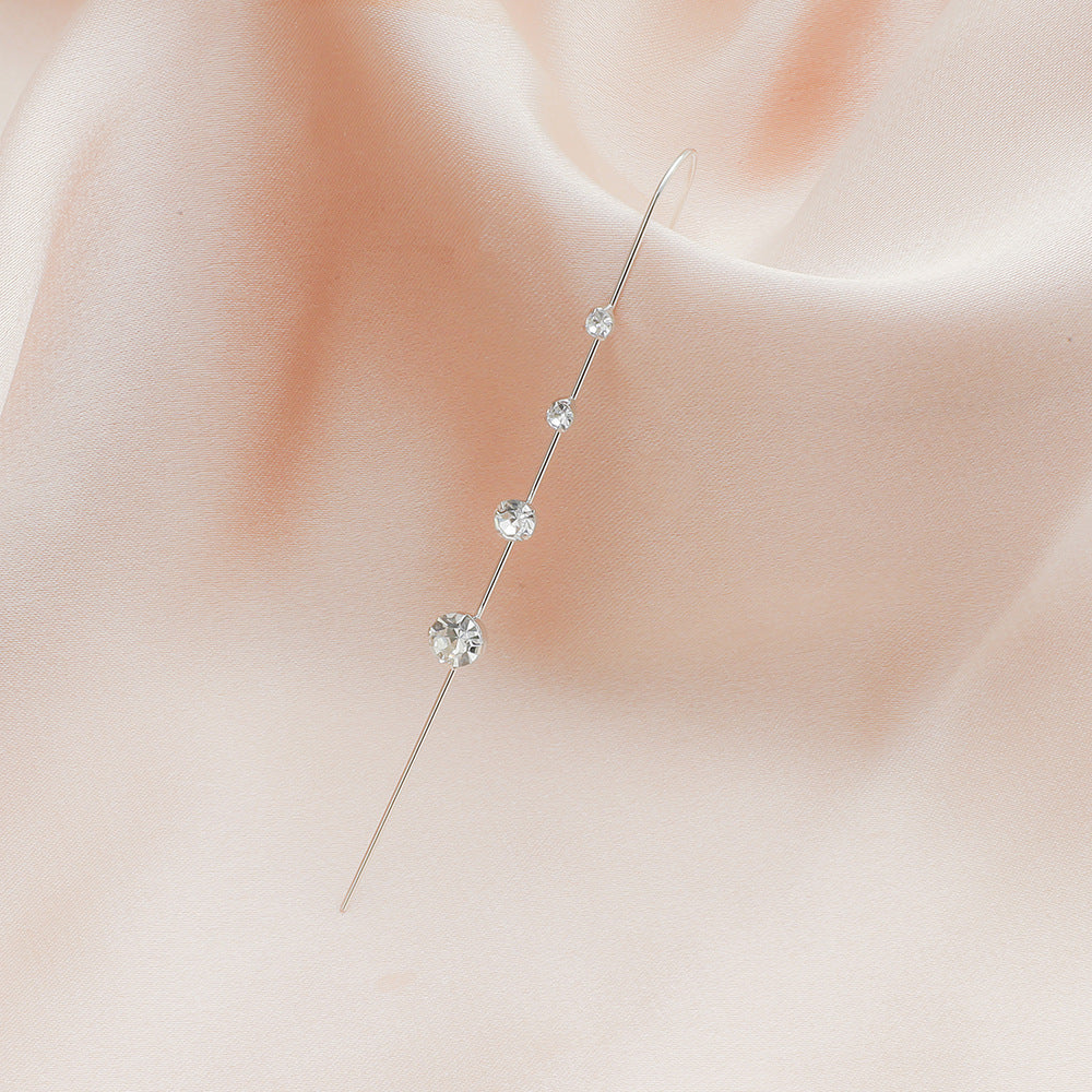 Piercing Ear Needles Temperament Inlaid Zircon Earrings Star Letters Surrounding Auricle Style Slash Earrings