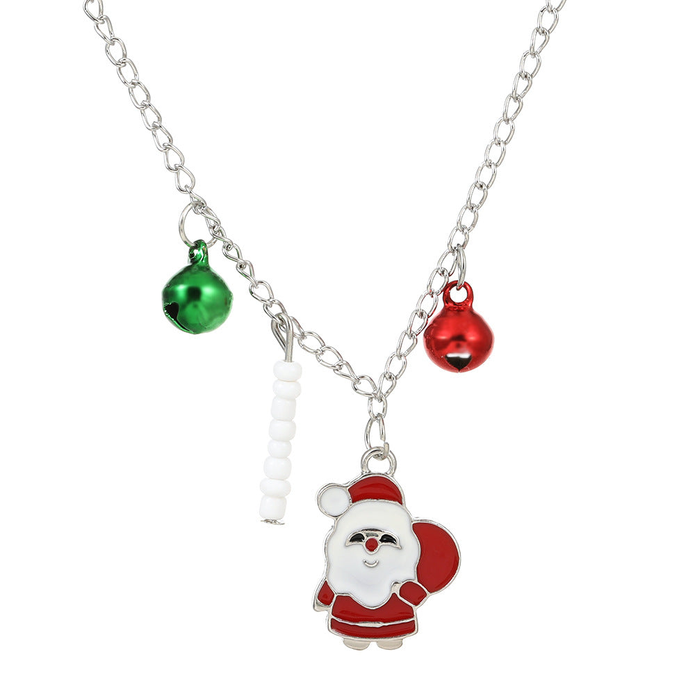 Christmas series necklace cartoon dripping oil snowman bell clavicle chain long sweater chain women