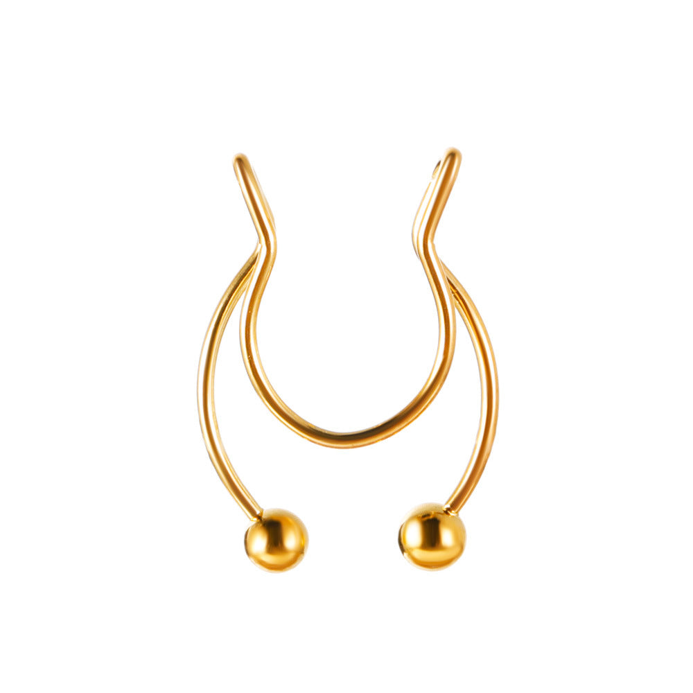 Stainless steel nose clip ins U-shaped non-perforated nose nail nose ring piercing jewelry for men and women