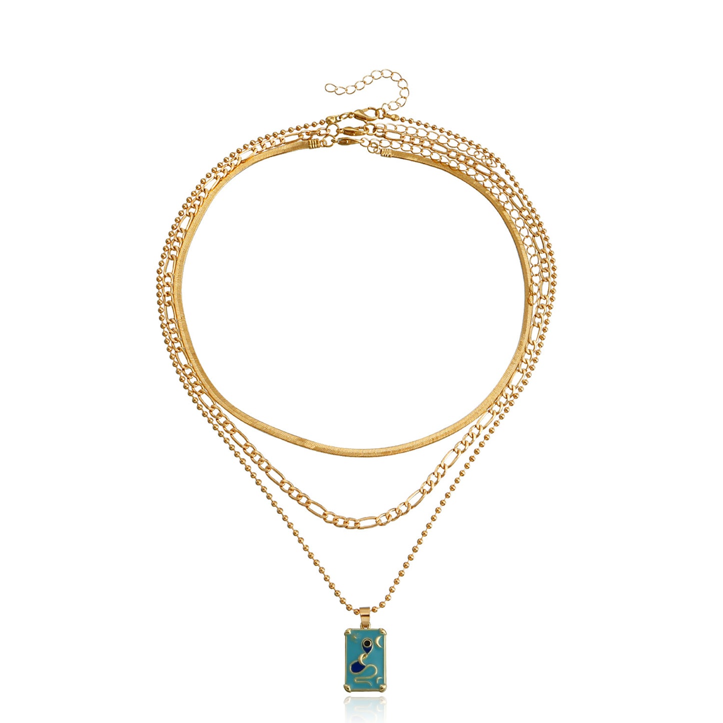 Jewelry tide color multi-layer mini snake square pendant necklace female choker
