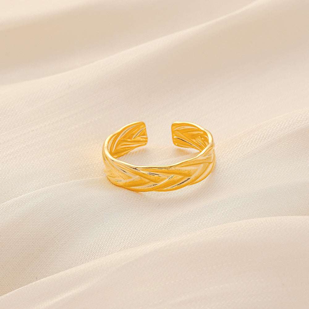 Fashion Simple Versatile Stainless Steel Ring Irregular Open Ring Ladies Ring Jewelry