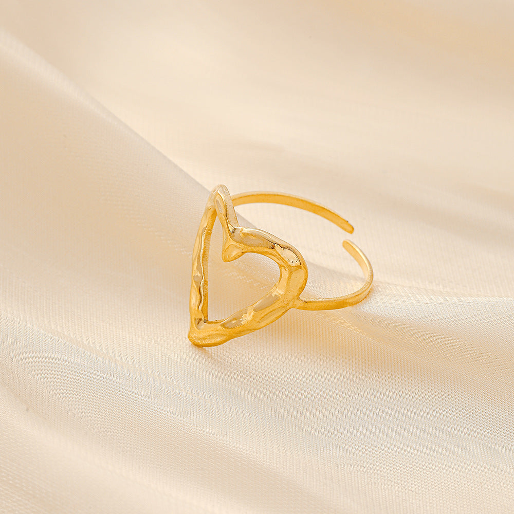 Fashion Simple Versatile Stainless Steel Ring Irregular Open Ring Ladies Ring Jewelry
