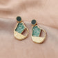 Ins geometric fashion hollow heart gravel earrings retro original stone drop oil earrings stone ear jewelry female