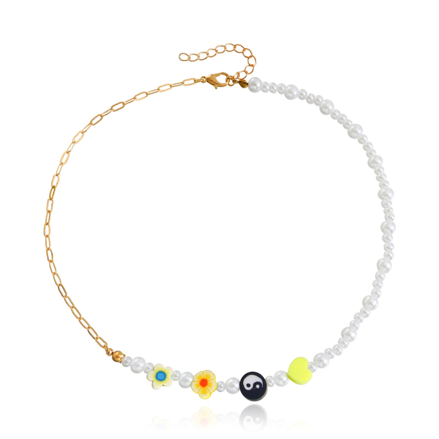 Jewelry Bohemian imitation pearl soft pottery multi-element beaded necklace baby bead necklace hot girl