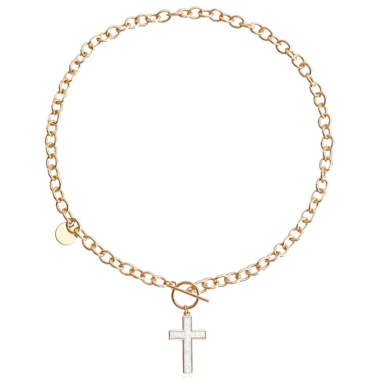 Jewelry punk clavicle chain niche design mother-of-pearl necklace female trend alloy sweater chain necklace