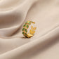Fashion personality color drop oil flower feather stainless steel ring love titanium steel open ring jewelry