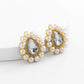 Jewelry retro micro-inlaid drop-shaped pearl niche earrings baroque medieval stained glass earrings