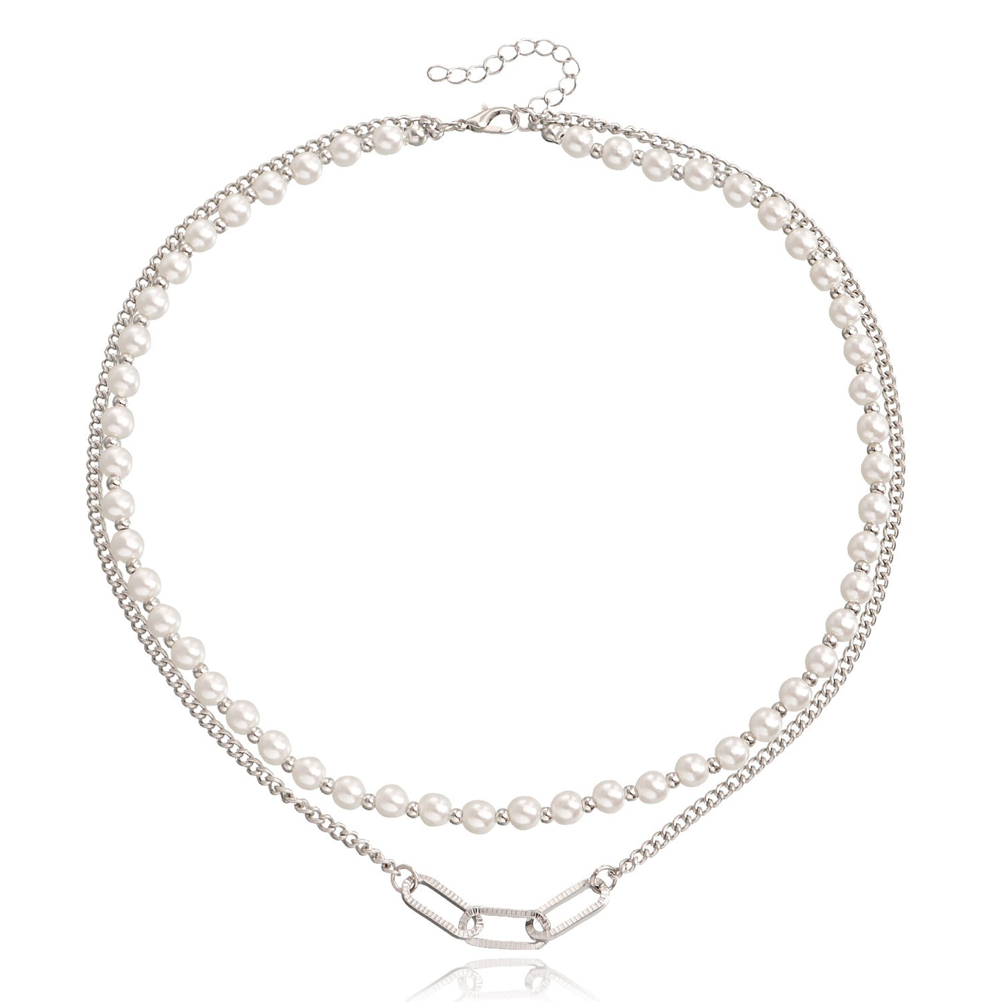 Jewelry simple double-layer imitation pearl clavicle chain necklace female niche design explosive beaded necklace
