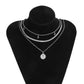 Jewelry Simple Round Bead Snake Bone Chain Necklace Retro Portrait Multi-layer Embossed Imitation Crystal Necklace