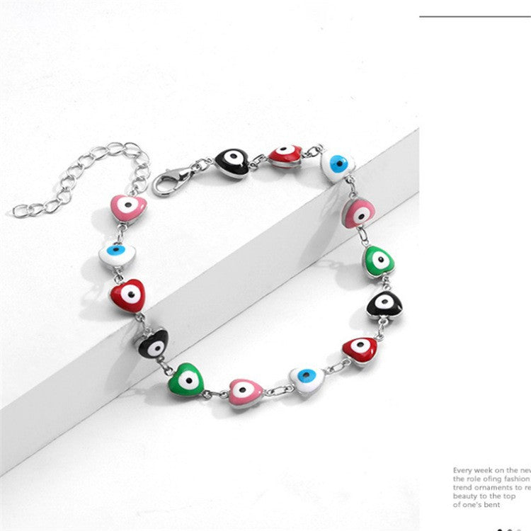 Young Girls Simple Color Eyes Love Rhombus Necklace Bracelet Anklet