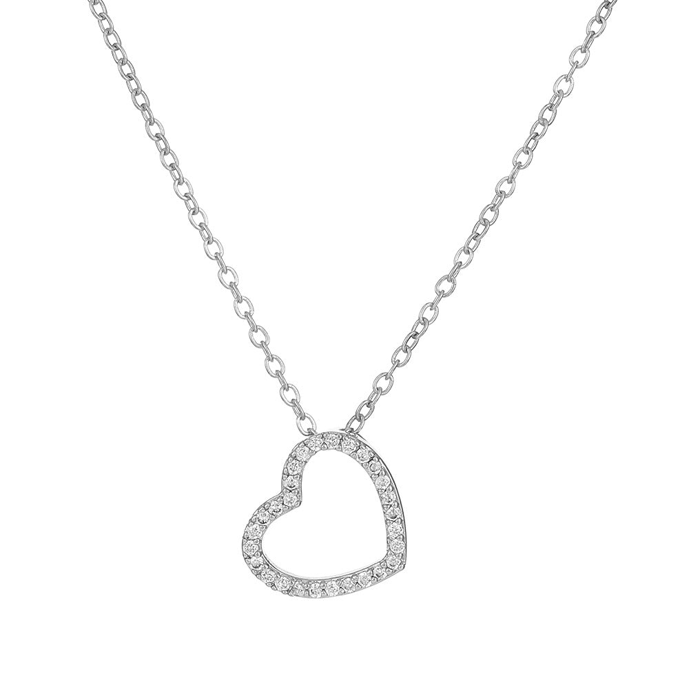 Ins full diamond love necklace female fashion light luxury niche design geometric hollow peach heart pendant clavicle chain