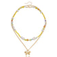 Jewelry Retro Metal Three-dimensional Butterfly Beads Necklace Women's Versatile Beaded Woven Pearl Necklace