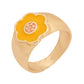 R56 Retro Internet Celebrity Ring Alloy Drip Oil Geometric Fashion Love Flower Ring Jewelry