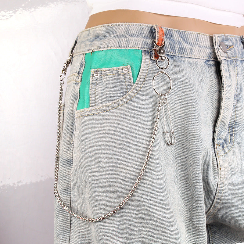 Jewelry Punk Rock Metal Paperclip Waist Decoration Retro Simple Twist Chain Keychain Pants Chain