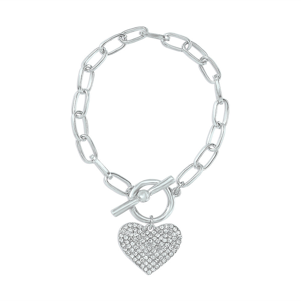 N8321 Simple Fragrance Necklace Geometric Chain Full Diamond Love Hip-Hop Bracelet Necklace