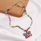 Colorful Beaded Necklace Cartoon Cute Niche Colorful Beaded Necklace Girl Heart Clavicle Chain Short Pendant