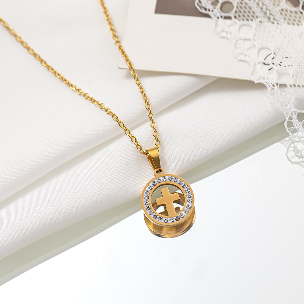 Kuaishou live broadcast fashion inlaid zircon four-leaf clover necklace femininity girls high sense creative simplicity