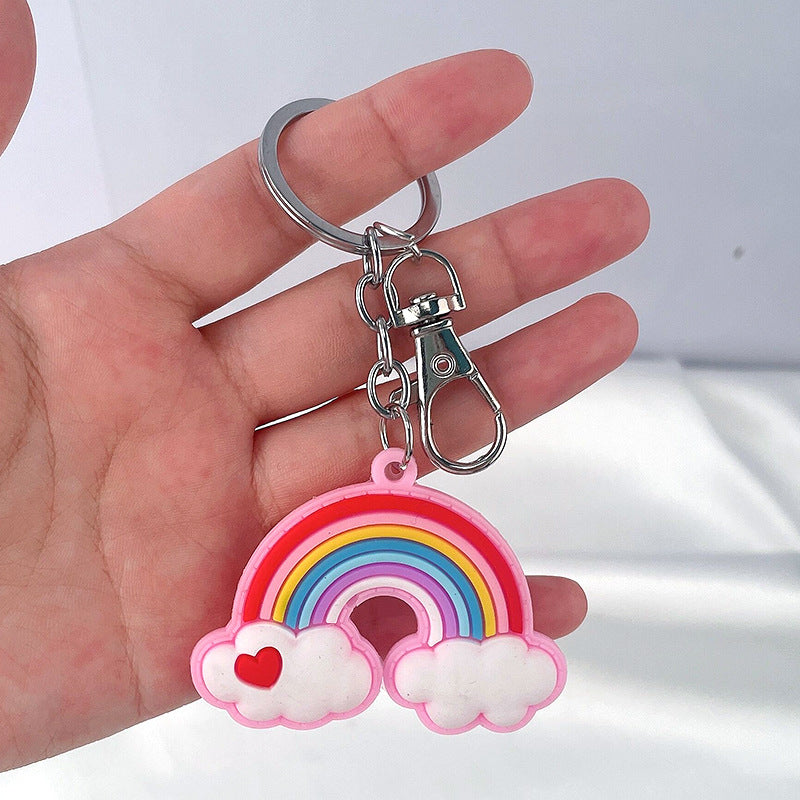 Cartoon color monster key chain creative couple car bag key personality soft pottery pendant