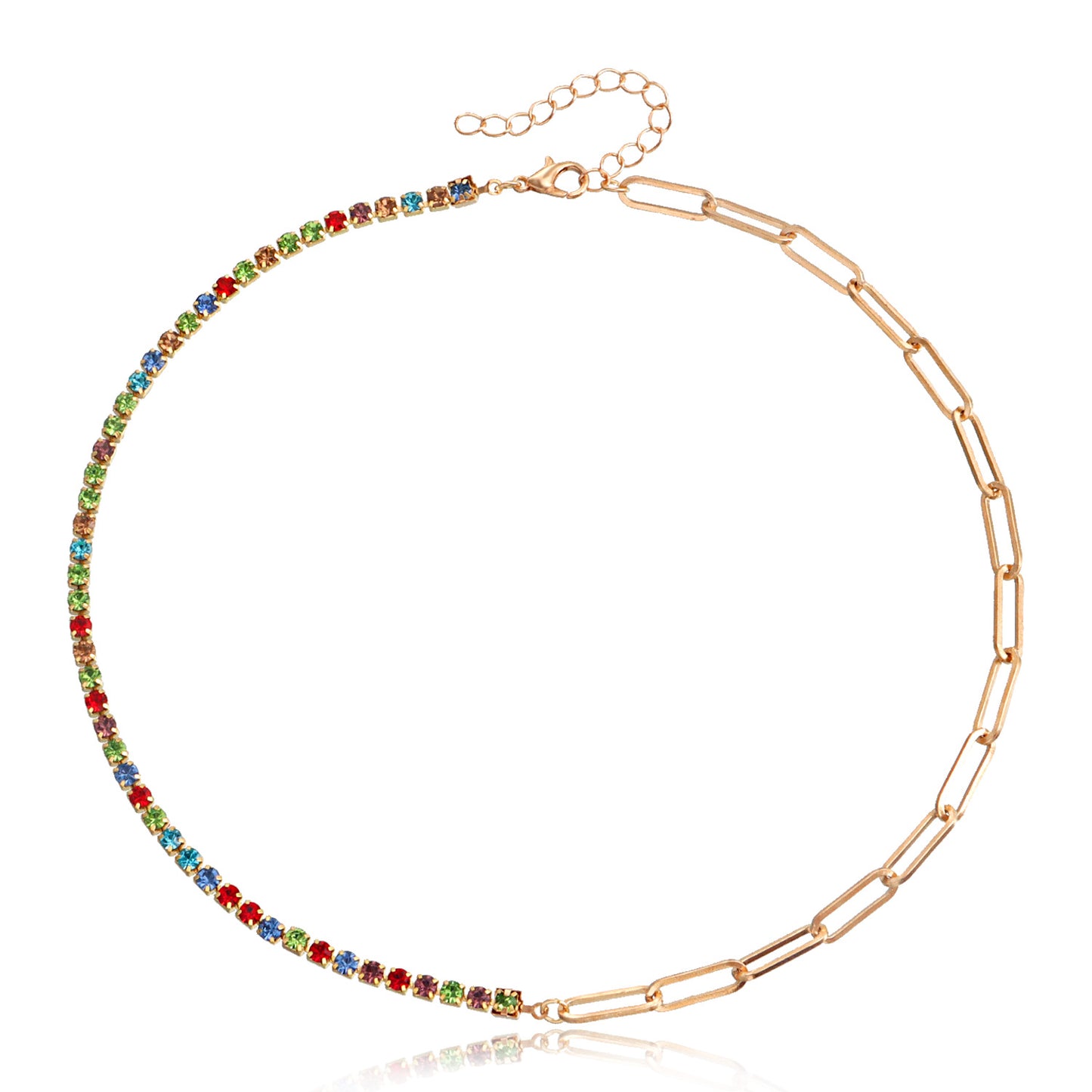 Jewelry claw chain micro-inlaid colored diamond necklace necklace female wild ins niche design hot girl necklace