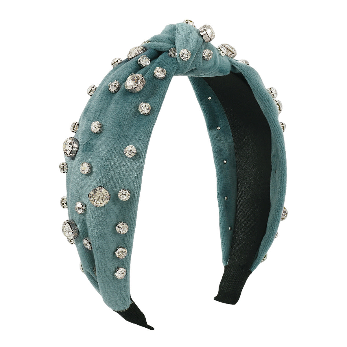 F4826 Light luxury white diamond velvet knotted hair hoop French style autumn and winter internet celebrity personality fashion head hoop for women