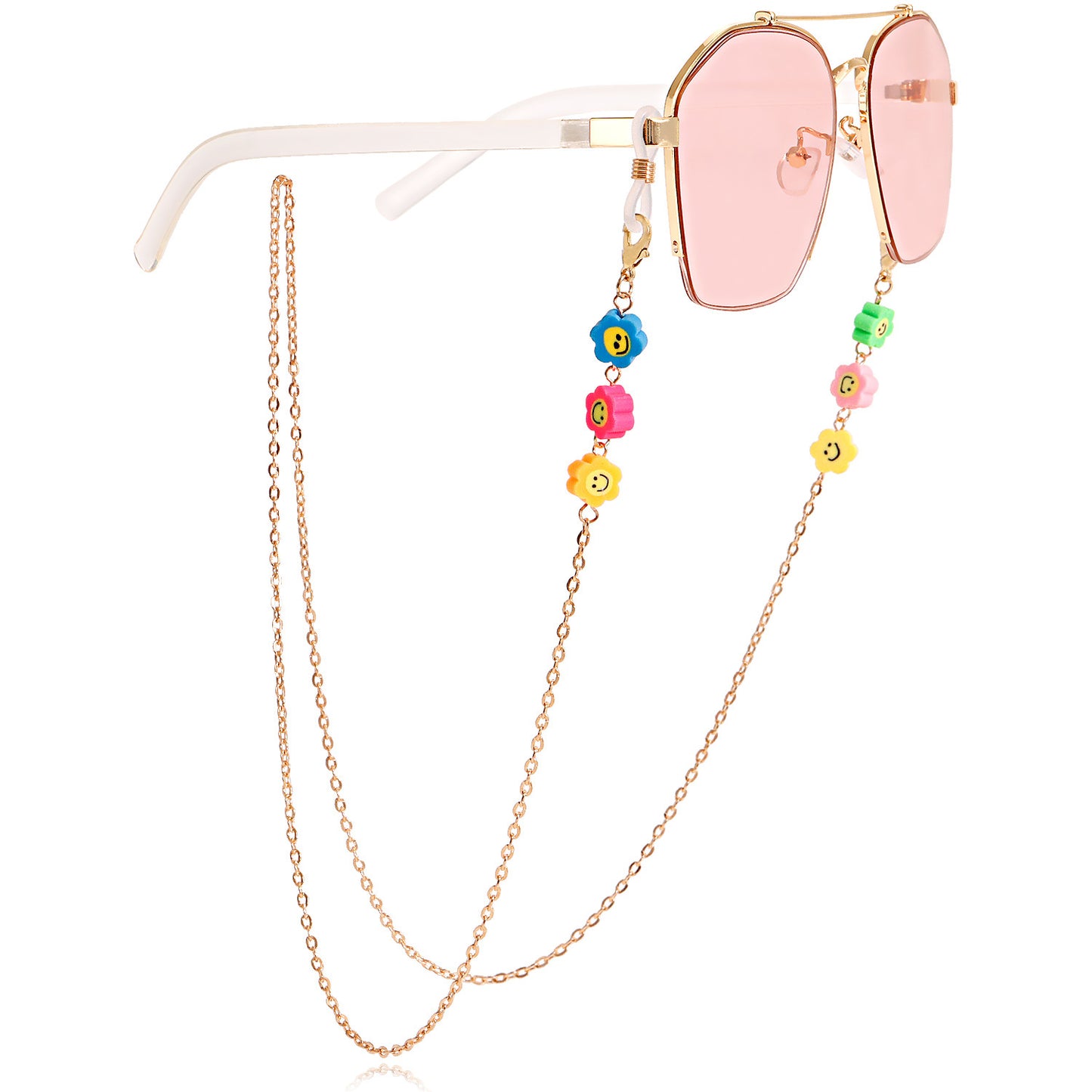 Colorful mask hanging chain Glasses hanging chain soft pottery flower butterfly glasses chain mask chain